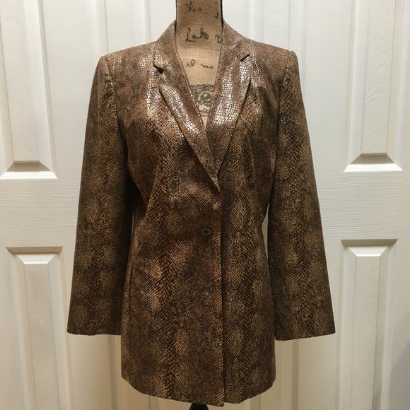 Studio205 Jackets & Blazers - Snake Faux Leather Jacket Long Sleeves Pockets on side